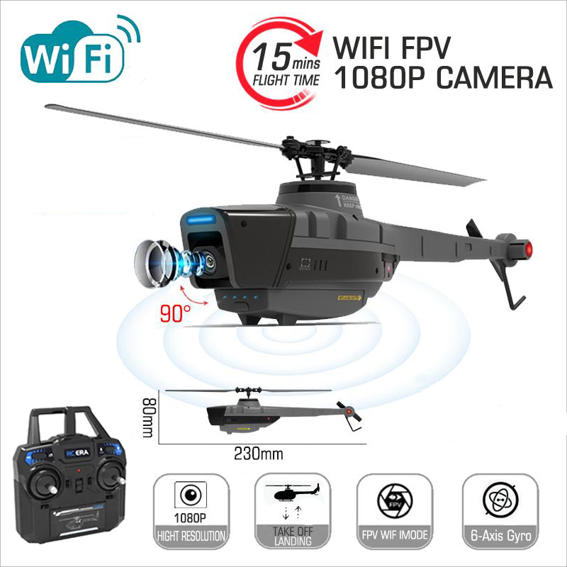 Drone Vs Rc Helicopter - طائرة مروحية C128 2.4G RC 4