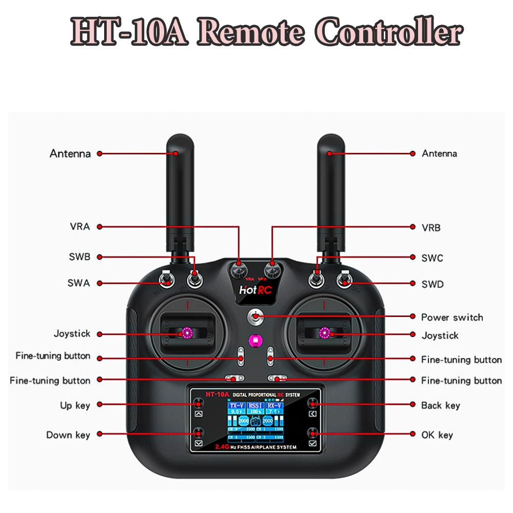 جهاز إرسال Hotrc HT-10A 2.4G 1 - مراجعة Drone Rc Receiver And Transmitter وسعره