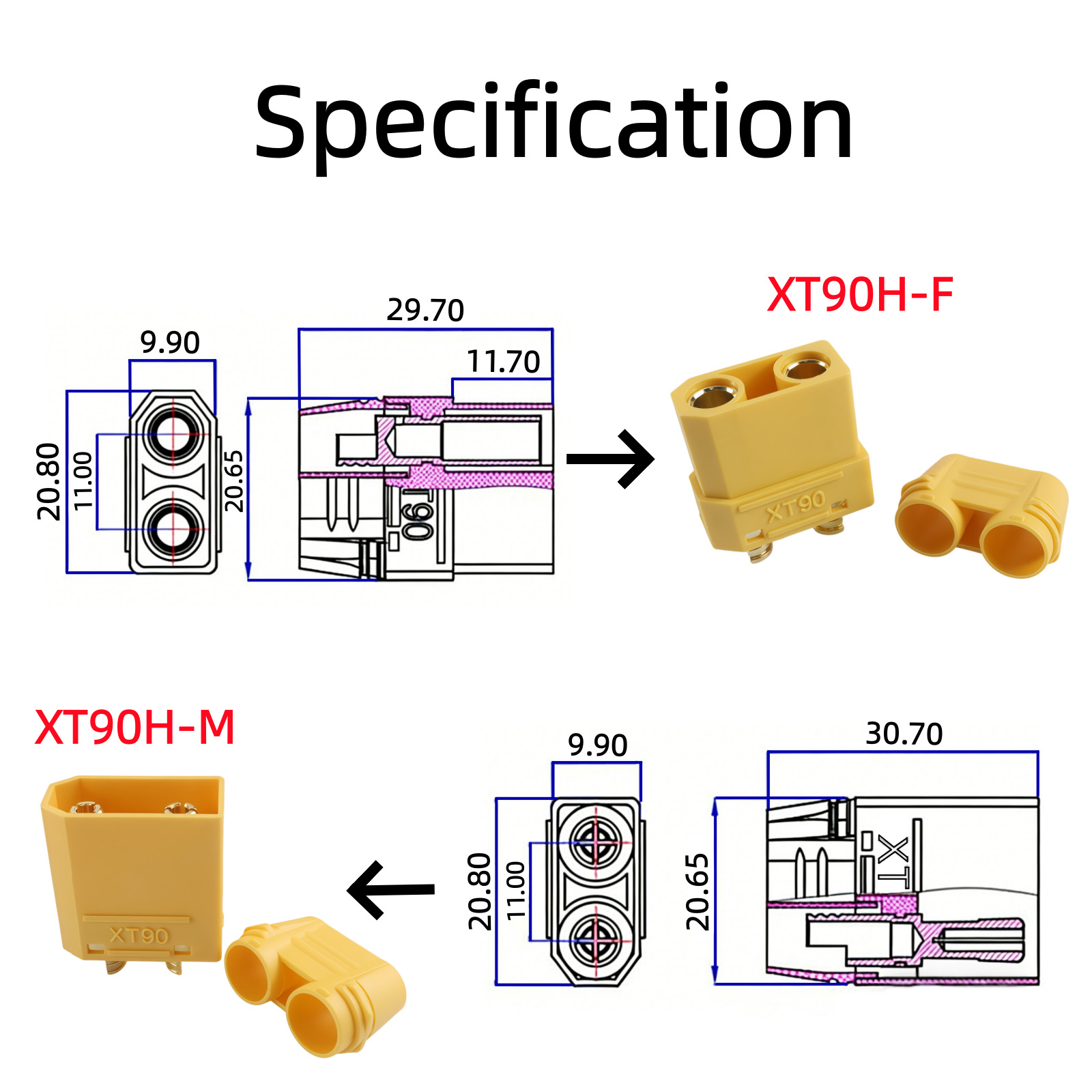 موصلات XT90 ذكر وأنثى، قوابس ط - مراجعة Drone Rc Link وسعره